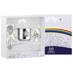 АргентА Набор для малышей DODO "Ангел" с позолотой с эмалью (3 предмета кружка + погремушка Ангел + пустышка)