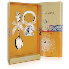 АргентА Набор д/малышей КД "Мишка с ердечками" (2пред лож. + погр. Мишутка на кольце) +футляр