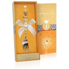 АргентА Вилка детская "Мишка с сердечками" с позолотой