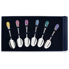 АргентА Набор чайных ложек "Радуга" с эмалью (6 пр.) + футляр