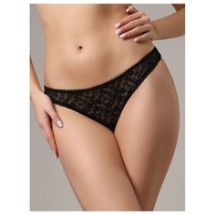 Alla Buone Трусы стринги кружевные низкой посадки, размер 5(50), черный