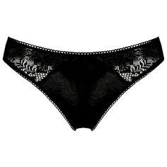 Alla Buone Трусы стринги с кружевом и фестонами по краям, размер 2(44), черный