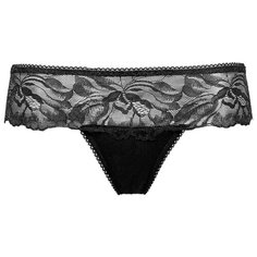 Alla Buone Трусы стринги низкой посадки с кружевом, размер 4(48), черный