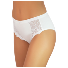 Alla Buone Трусы слипы высокой посадки с кружевными вставками, размер 7(54), bianco