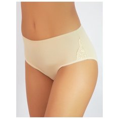 Alla Buone Трусы слипы миди с кружевными вставками на бедрах, размер 5(50), бежевый