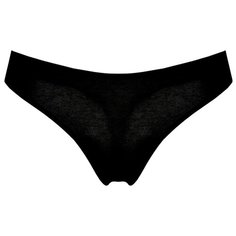 Alla Buone Трусы стринги с атласным кантом и кружевом сзади, размер 2(44), черный