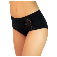 Alla Buone Трусы слипы высокой посадки с кружевными вставками, размер 4(48), черный