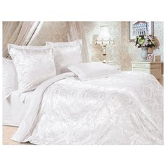 Постельное белье семейное ECOTEX Эстетика Бриллиант в подарочной упаковке, сатин-жаккард, 50 х 70 и 70 х 70 см белый