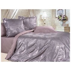 Постельное белье евростандарт ECOTEX Эстетика Виктория, сатин-жаккард, 50 х 70 и 70 х 70 см сиреневый