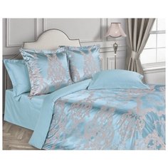Постельное белье 2-спальное ECOTEX Эстетика Франческа, сатин-жаккард, 50 х 70 и 70 х 70 см голубой