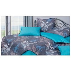 Постельное белье семейное ECOTEX Гармоника Эдит, сатин, 70 х 70 и 50 х 70 см синий