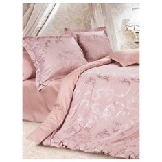 Постельное белье 2-спальное ECOTEX Джульетта, сатин/жаккард, 50 х 70 и 70 х 70 см розовый