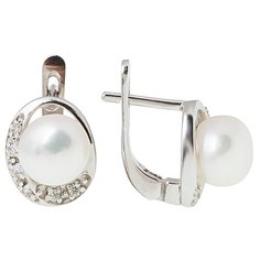 Balex Серьги 2421930064 из серебра 925 пробы с жемчугом культивированным и фианитом