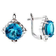 Balex Серьги 21090004 из бижутерного сплава с топазом Лондон синтетическим