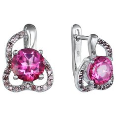 Balex Серьги 2405837411 из серебра 925 пробы с топазом розовым природным и раухтопазом синтетическим