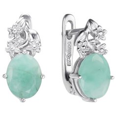 Balex Серьги 2405937787 из серебра 925 пробы с изумрудом бериллом