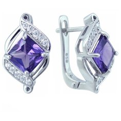 Balex Серьги 2405937380 из серебра 925 пробы с александритом синтетическим и фианитом