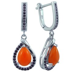 Balex Серьги 2405937423 из серебра 925 пробы с кораллом реконструированным и раухтопазом синтетическим
