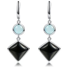 Balex Серьги 2432930191 из серебра 925 пробы с аквамарином и ониксом