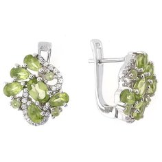 Balex Серьги 2410931165 из серебра 925 пробы с хризолитом природным и фианитом