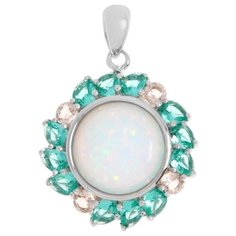 Balex Подвеска 3432930151 из серебра 925 пробы с опалом, аквамарином синтетическим и фианитом