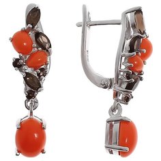 Balex Серьги 2405936749 из серебра 925 пробы с кораллом реконструированным и раухтопазом природным