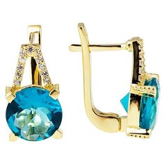 Balex Серьги 21090007 из бижутерного сплава с топазом Лондон синтетическим и фианитом