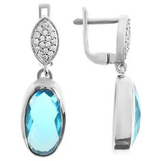 Balex Серьги 2410931453 из серебра 925 пробы с топазом голубым синтетическим и фианитом