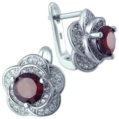 Balex Серьги 2405937564 из серебра 925 пробы с гранатом природным и фианитом