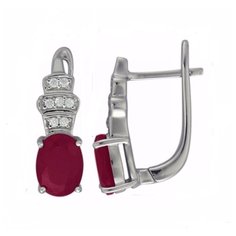 Balex Серьги 2405937065 из серебра 925 пробы с рубином корундом и фианитом