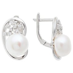 Balex Серьги 2433930266 из серебра 925 пробы с жемчугом культивированным и фианитом