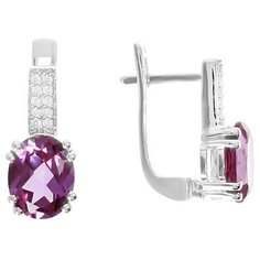 Balex Серьги 2410931338 из серебра 925 пробы с александритом синтетическим и фианитом
