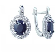 Balex Серьги 2405937354 из серебра 925 пробы с сапфиром корундом природным и фианитом