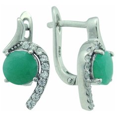 Balex Серьги 2405937287 из серебра 925 пробы с изумрудом бериллом и фианитом