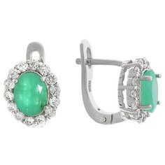 Balex Серьги 2405936612 из серебра 925 пробы с изумрудом бериллом и фианитом