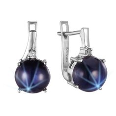 Balex Серьги 2410931817 из серебра 925 пробы с сапфиром корундом природным и фианитом