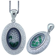 Balex Подвеска 3405937448 из серебра 925 пробы с изумрудом синтетическим и фианитом