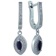 Balex Серьги 2405937540 из серебра 925 пробы с сапфиром корундом природным и фианитом