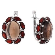 Balex Серьги 2410931173 из серебра 925 пробы с раухтопазом природным и гранатом природным