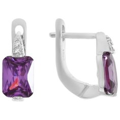 Balex Серьги 2422910291 из серебра 925 пробы с аметистом синтетическим и фианитом