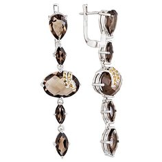 Balex Серьги 2410931739 из серебра 925 пробы с раухтопазом природным и фианитом