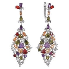 Balex Серьги 2405936810 из серебра 925 пробы с аметистом синтетическим, гранатом синтетическим, цитрином синтетическим, хризолитом синтетическим и фианитом