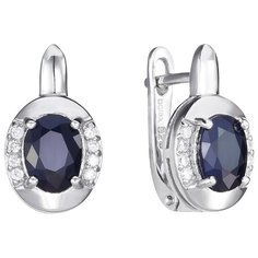 Balex Серьги 2405937783 из серебра 925 пробы с сапфиром корундом природным и фианитом
