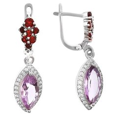Balex Серьги 2405937044 из серебра 925 пробы с аметистом природным, гранатом природным и фианитом