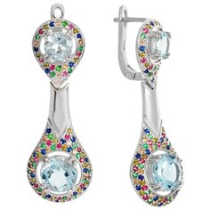 Balex Серьги 2405937219 из серебра 925 пробы с топазом голубым природным и фианитом