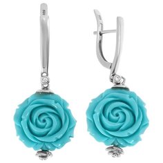 Balex Серьги 2432920040 из серебра 925 пробы с бирюзой синтетической и фианитом