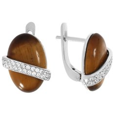 Balex Серьги 2421930174 из серебра 925 пробы с тигровым глазом и фианитом
