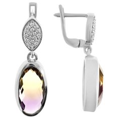 Balex Серьги 2410931452 из серебра 925 пробы с аметрином синтетическим и фианитом