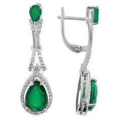 Balex Серьги 2405936767 из серебра 925 пробы с хризопразом природным и фианитом