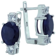 Balex Серьги 2405937529 из серебра 925 пробы с сапфиром корундом природным и фианитом